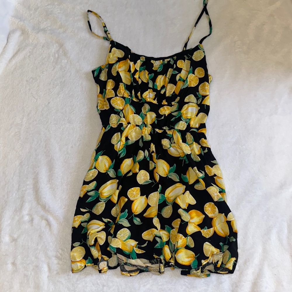 AUW size small black with lemons romper